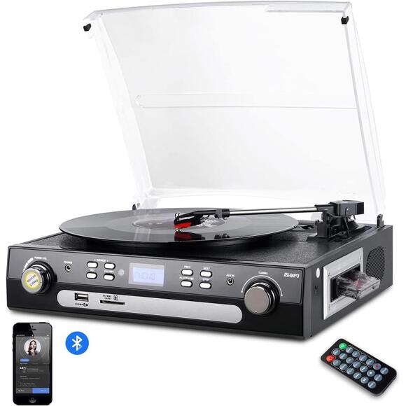 Other - Vinyl/LP Turntable Record Player, with Bluetooth,AM&FM Radio, Cassette Tape, Aux